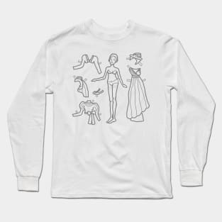 Paper Doll Sketch - Neo-Classical Clothes Long Sleeve T-Shirt